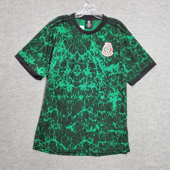 Mexico Men Soccer Jersey Medium‎ Green Abstract Logo Ringer Short Sleeve Shirt - Picture 1 of 10